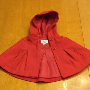Gymboree Vibrant Red Hooded Cape for Kids Size 12/18 Month 2 T